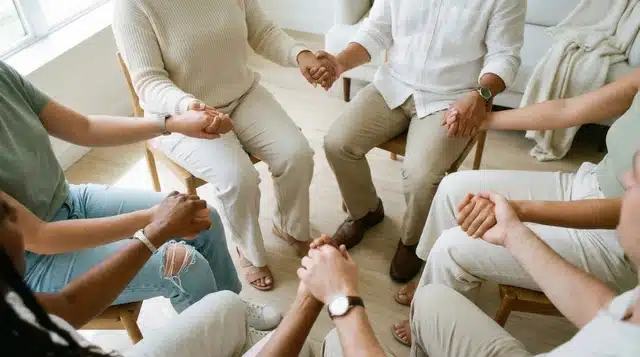 Loved ones holding hands together while settling a jointly owned family home